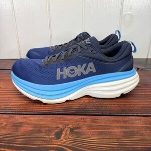 HOKA One One Bondi 8 Running Shoes Blue Men’s 9.5 Wide (D) Max Cushion